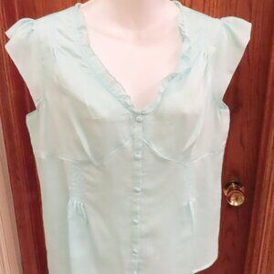Apostrophe Aqua Turquoise Blue Light Weight Summer Top sz Large